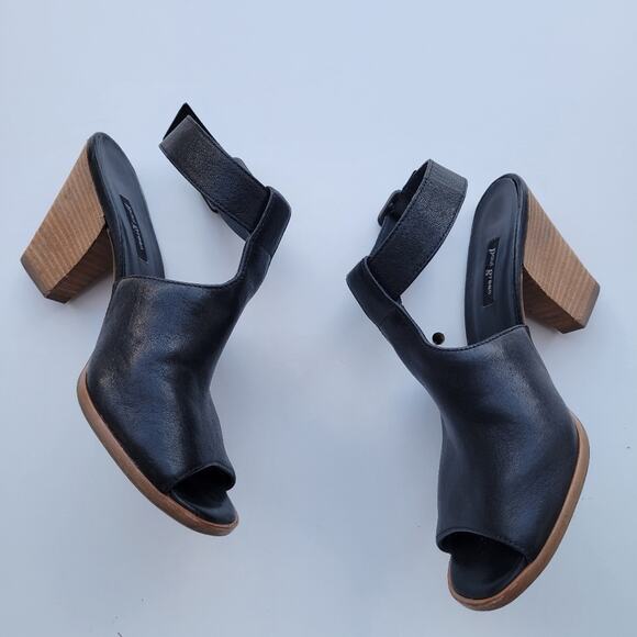 PAUL GREEN Heels Sandal Madonna Black Leather Ankle Buckle Strap Peep Toe 5.5 8 - Picture 6 of 8